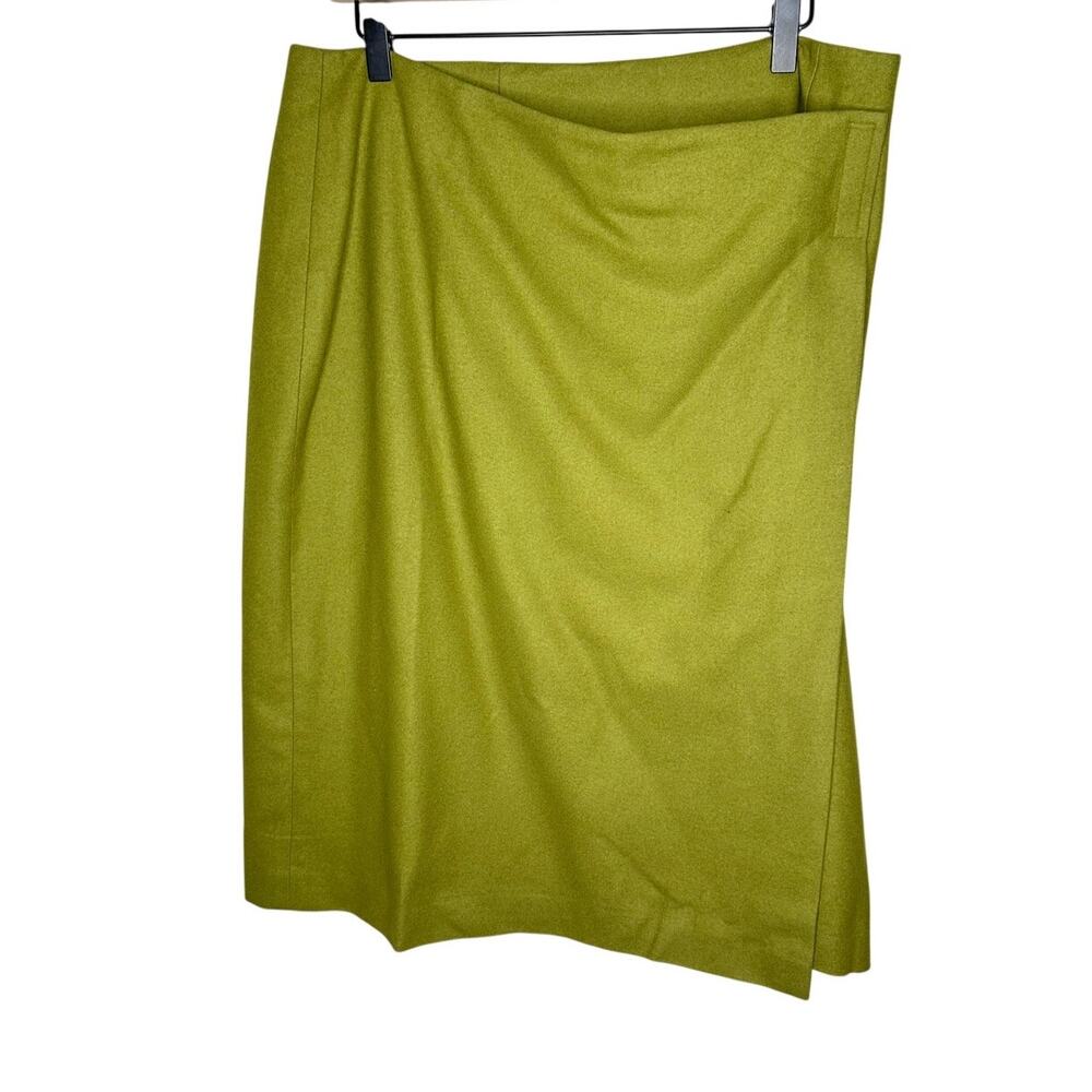 Ann Taylor LOFT Size 14 Lime Green Wool Blend Wrap Mini Skirt Preppy Office